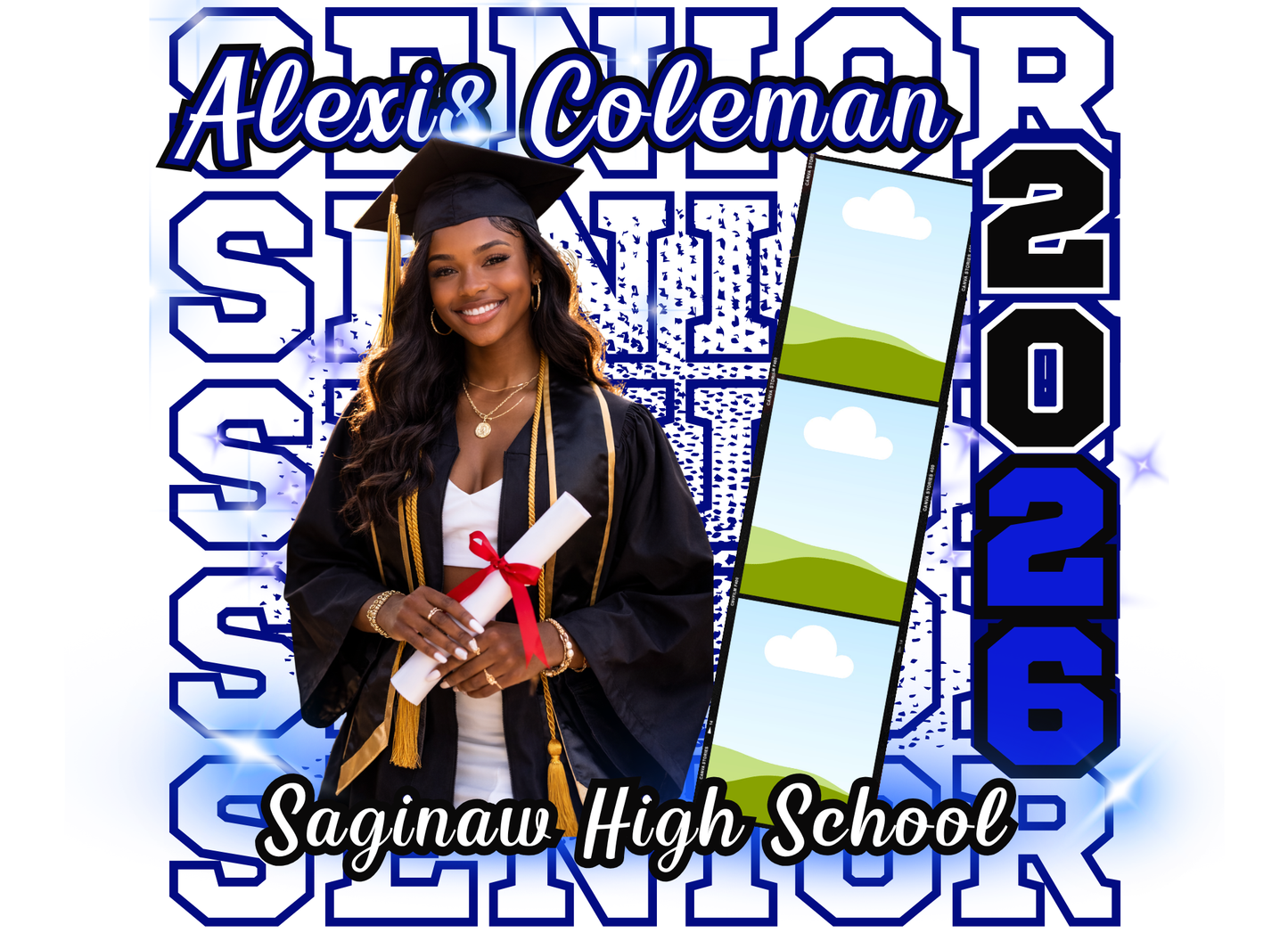 2026 Senior Canva Template – SENIOR Stacked Design in 4 Colors | Editable Instant Download