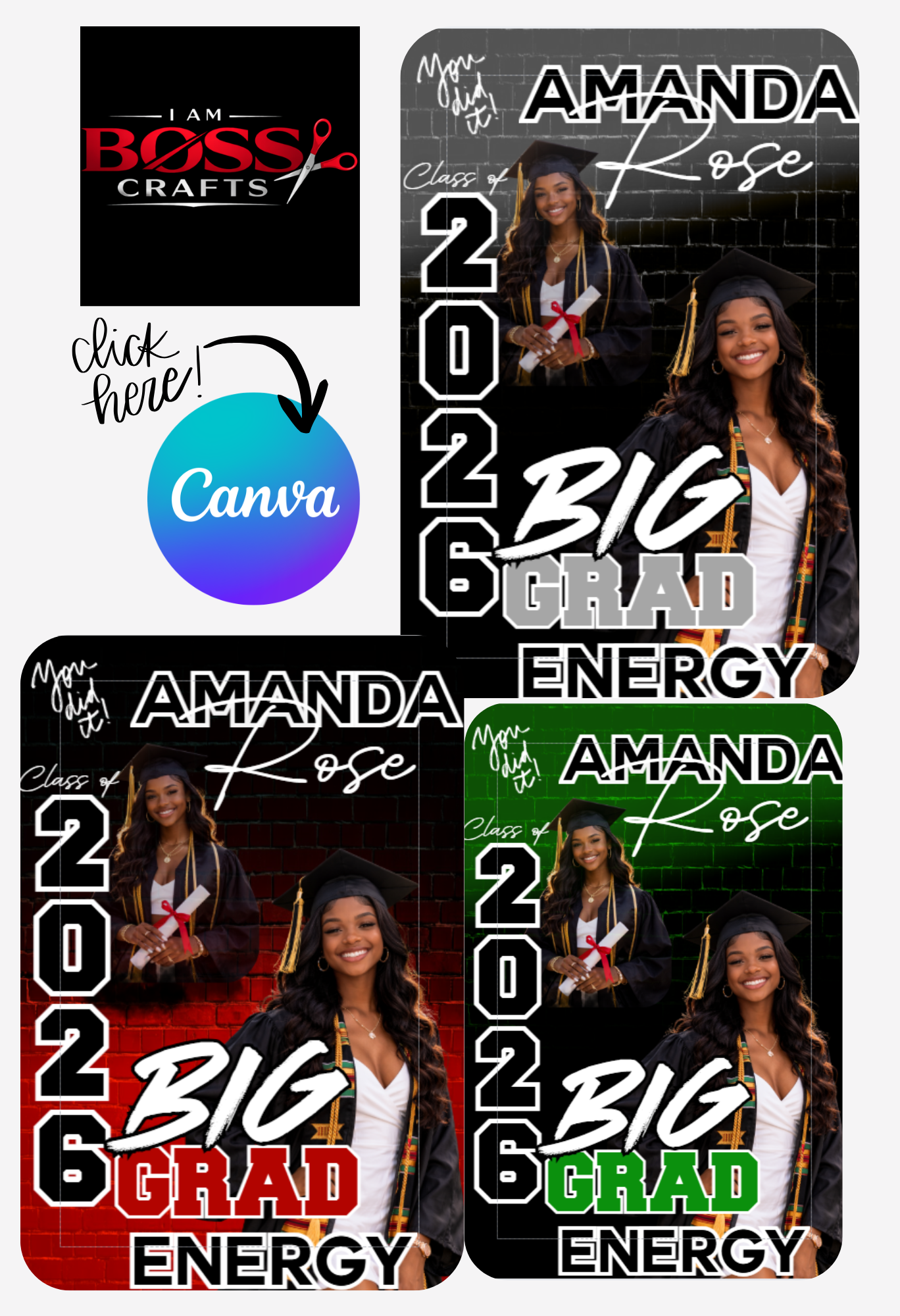 Big Grad Energy Canva Template – Editable Graduation Shirt Design | Instant Download | Resell Friendly