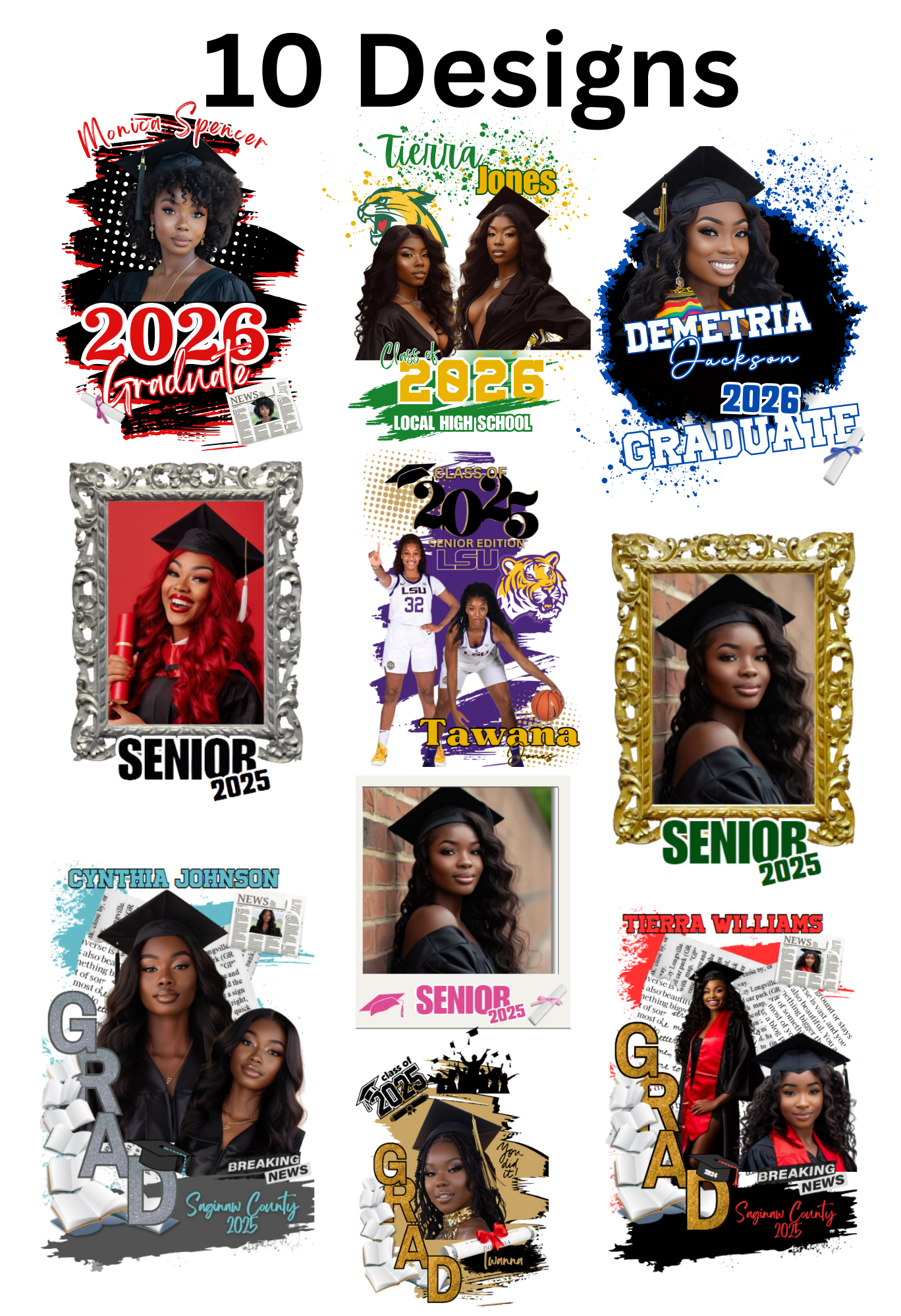 Class of 2026 Graduation Templates – 10 Editable Canva Designs | Instant Download