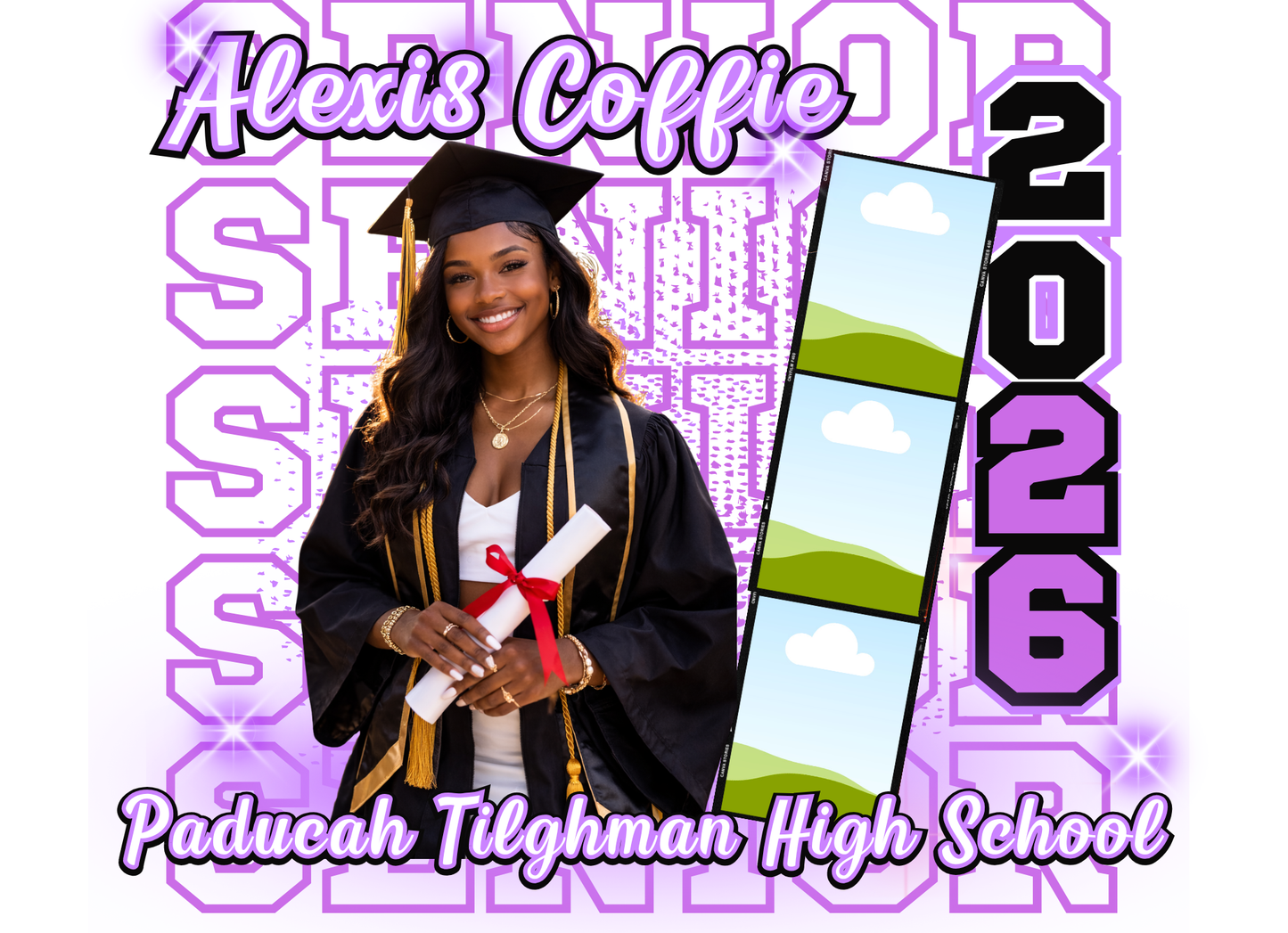 2026 Senior Canva Template – SENIOR Stacked Design in 4 Colors | Editable Instant Download
