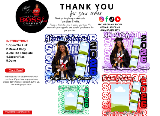 2026 Senior Canva Template – SENIOR Stacked Design in 4 Colors | Editable Instant Download