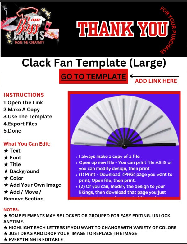 Clack Fan TEMPLATE plus Instructions