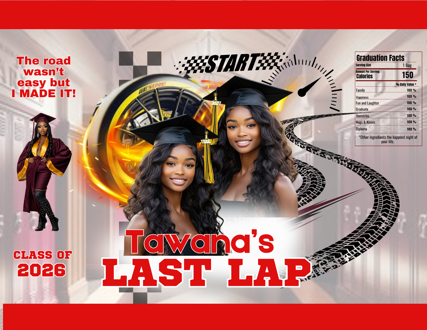 2026 Graduation Last Lap Party Favor Template Bundle, Editable Canva Grad Chip Bag Water Bottle Label Candy Wrapper Set