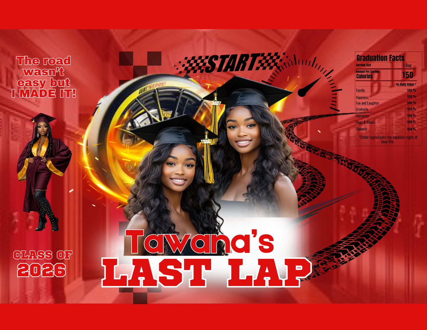 2026 Graduation Last Lap Party Favor Template Bundle, Editable Canva Grad Chip Bag Water Bottle Label Candy Wrapper Set