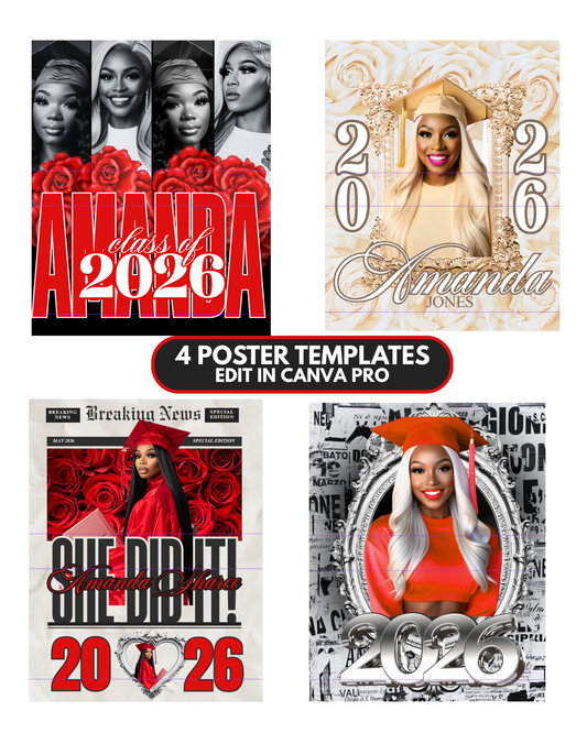 Editable Poster Bundle (4 Designs) – Canva Templates | Instant Digital Download