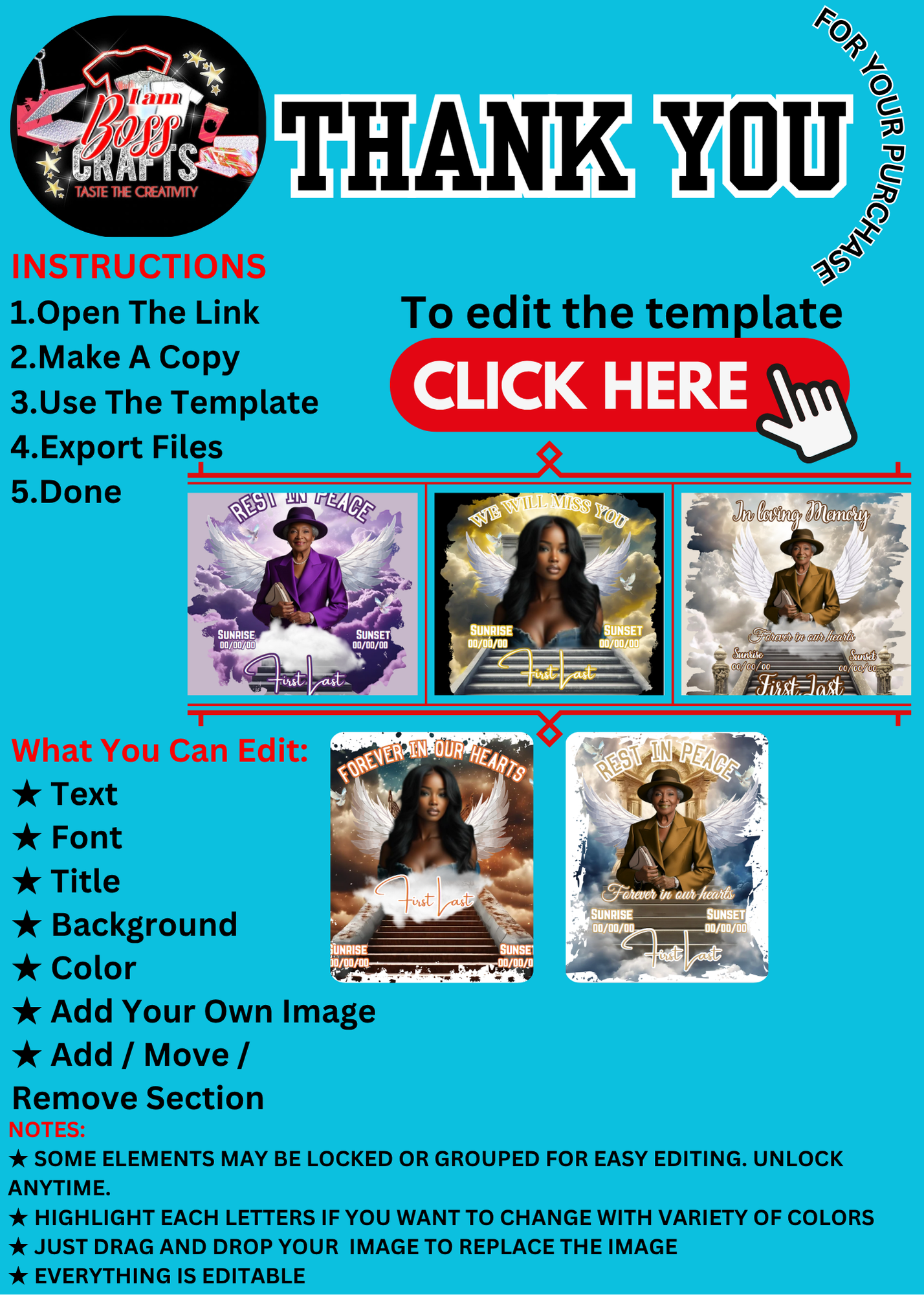 Memorial T-Shirt Design Template - Editable in Canva (Digital File Only)