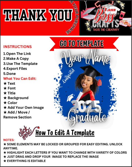 Thank You - Grad Canva Editable template - 13 designs